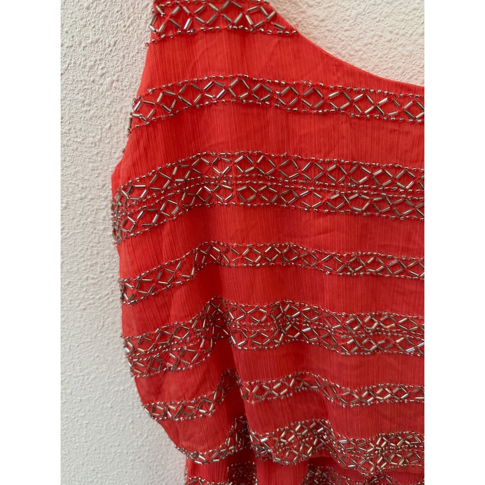 Romeo & Juliet Couture Coral Beaded Blouson Mini Dress RJ25043 Womens Large NWT - Picture 3 of 7